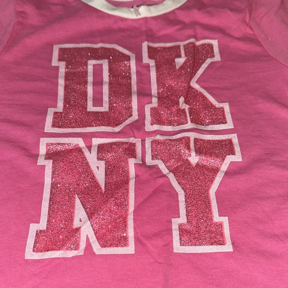 DKNY Girls Pink Graphic Tee and Denim Skirt Set Kids 5T - Picture 7 of 9